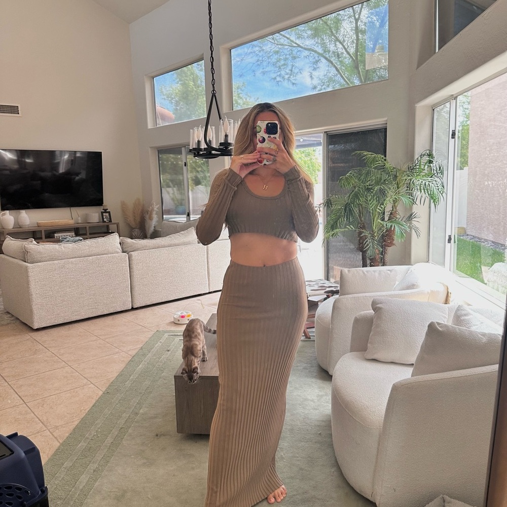 Cotton Citizen Taupe Skirt Set